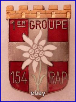 1940 Insigne Forteresse 1° Groupe / 154° RAP Artillerie ORIGINAL Alpes AB déposé