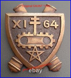 1944 Insigne XI 64° RA 2° DB Leclerc Régiment Artillerie RAA FFL GAUNT ORIGINAL