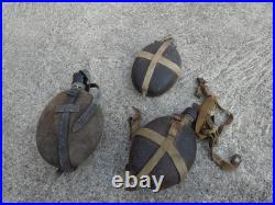ALLEMAND WW2 Lot de 3 Gourdes Allemande Noix de Coco Incomplete AK Afrikas Korps