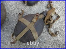 ALLEMAND WW2 Lot de 3 Gourdes Allemande Noix de Coco Incomplete AK Afrikas Korps