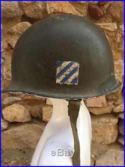 Authentique Ancien Casque Militaire M1 Americain Du 3eme Idus N°187 1943-1944