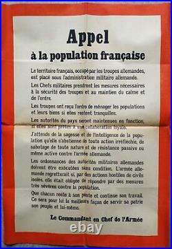 Affiche 39-45 Occupation Appel à la Population Française