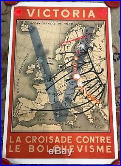 Affiche Propagande Lvf Collaboration Volontaire Croisade Anti Bolcho 1939-45 Ww