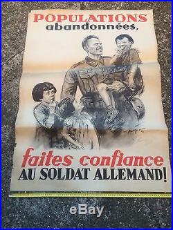 Affiche propagande allemande soldat allemand casque 1939-1945