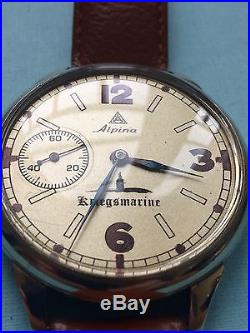 Alpina Kriegsmarine Circa 1940 Oversize Military Extremely Rare Mecanical Watch