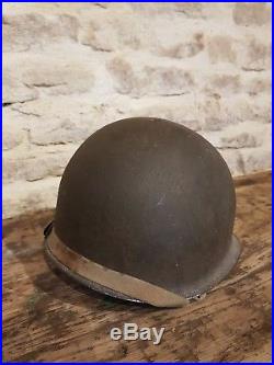 Ancien casque us 1944 Cherbourg militaria ww2