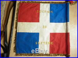 Ancien drapeau Légion française des combattants isère Septeme Vichy ww2 casque