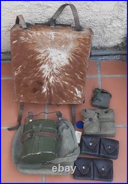 Armée Suisse 1940-1950 Sac Tornister rempli Gamelle Cartouchières Trousses etc