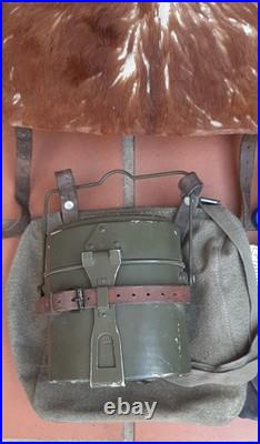 Armée Suisse 1940-1950 Sac Tornister rempli Gamelle Cartouchières Trousses etc