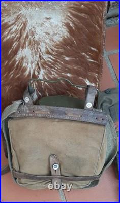 Armée Suisse 1940-1950 Sac Tornister rempli Gamelle Cartouchières Trousses etc