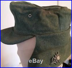 Bergmütze Gebirgsjäger Heer avec couvre casquette blanc ORIGINALE WWII