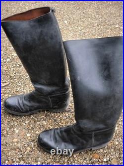 Bottes cuir noir à la chantilly d'officier de cavalerie France 1931 ww2 T42 env