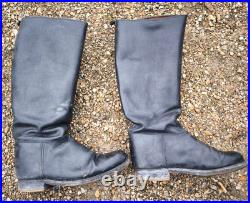 Bottes cuir noir à la chantilly d'officier de cavalerie France 1931 ww2 T42 env