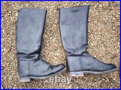 Bottes cuir noir à la chantilly d'officier de cavalerie France 1931 ww2 T42 env