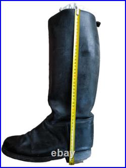 Bottes cuir noir à la chantilly d'officier de cavalerie France 1931 ww2 T42 env