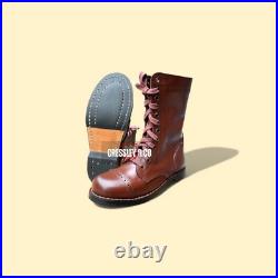 Bottes de saut parachutistes de l'armée américaine WW2 bottes en cuir aérop Bottes de saut parachutistes de l'armée américaine WW2 bottes en cuir aérop