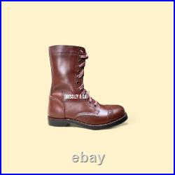 Bottes de saut parachutistes de l'armée américaine WW2 bottes en cuir aérop