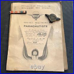 Brevet et insigne parachutiste français 1959 Guerre d Algérie d'un Pied-noir