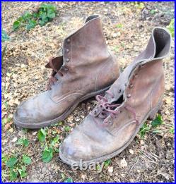 Brodequins officier de carrière cuir fauve poilu France 1940 WW2