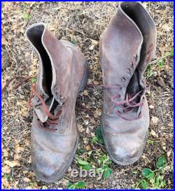 Brodequins officier de carrière cuir fauve poilu France 1940 WW2