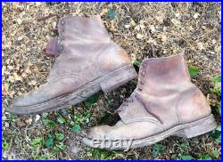 Brodequins officier de carrière cuir fauve poilu France 1940 WW2