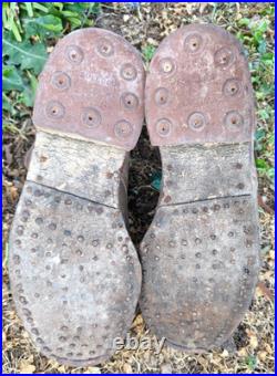 Brodequins officier de carrière cuir fauve poilu France 1940 WW2