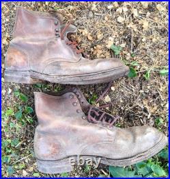 Brodequins officier de carrière cuir fauve poilu France 1940 WW2