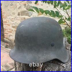CASQUE ALLEMAND M42 FIN GUERRE D'ORIGINE helmet helm ww2 SUPERB GRENIER COMPLET