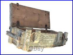 Caisse bois armée pour fusées artillerie peinture d'origine France 1940 WW2