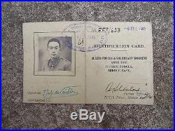 Carte Identification FFL Officier British Force Syrie Levant Free French Force