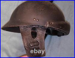 Casque 1935 bleu armée de l'air France WW2 39 45 complet intérieur cuir bavolets