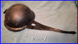 Casque 1935 bleu armée de l'air France WW2 39 45 complet intérieur cuir bavolets