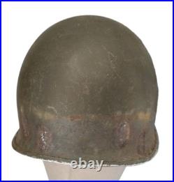 Casque US M1 pattes fixes avec Liner jonc avant, WW2 ORIGINAL #4