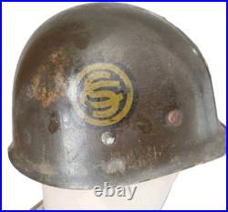 Casque US M1 pattes fixes avec Liner jonc avant, WW2 ORIGINAL #4