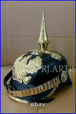Casque à pointe longue en cuir allemand Pickelhaube Grade d'officier