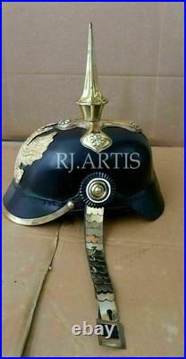Casque à pointe longue en cuir allemand Pickelhaube Grade d'officier