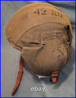 Casque anti Flak M4A2 US army air force tagg 42 ND ww2 1944 étiquette jugulaire