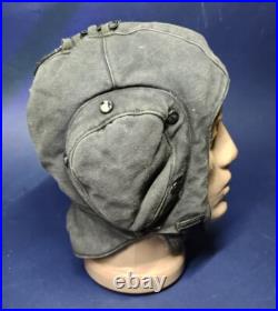 Casque d'aviateur soviétique vintage en tissu de la Seconde Guerre mondiale