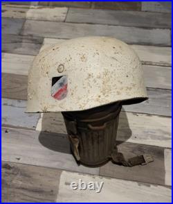 Casque parachutiste allemand WW, camo blanc