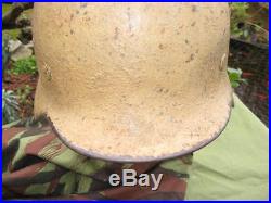 Casque soldat allemand mod 35 camouflé bétonné sable original ww2