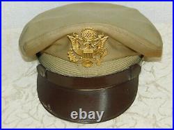 Casquette US Armée Officier 2ème Guerre Mondiale! Intérieur Avec Étiquette