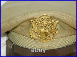 Casquette US Armée Officier 2ème Guerre Mondiale! Intérieur Avec Étiquette