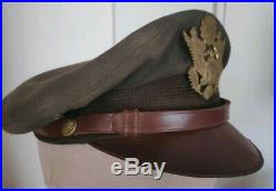 Casquette crusher Flighter officier US Air force coiffe brune 100 %ORIGINALE WW2