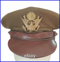 Casquette d'officier US brune Bancroft WW2 100% ORIGINALE #2