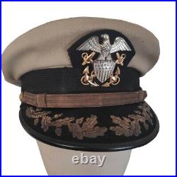 Casquette de commander US Navy coiffe beige taille 59 100 % ORIGINALE WW2