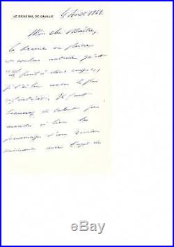 Charles De Gaulle / Lettre Autographe Signée (1961) / A Paul Vialar