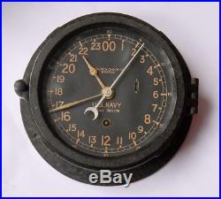 Chronomètre Marine guerre américaine 39-45 CHELSEA U. S. NAVY SHIPS CLOCK 24h WW2