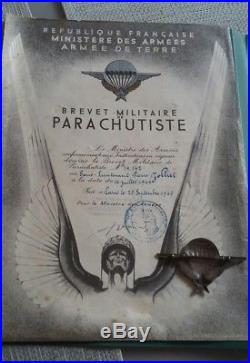 Diplome insigne para parachutiste SAS ffl france libre casque