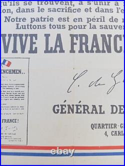 Document Ww2 39/45 Ancienne Affiche Vive La France. A Tous Les Francais