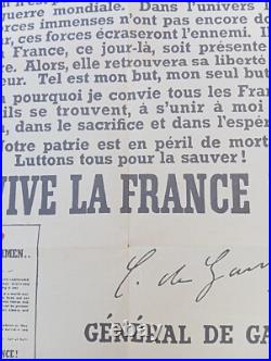 Document Ww2 39/45 Ancienne Affiche Vive La France. A Tous Les Francais